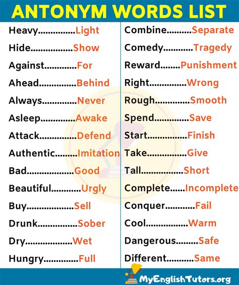 antonyms for words